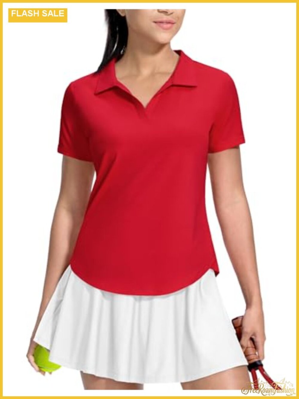 Women's Golf Polo Shirt V-Neck Collared UPF 50+ Dry Fit Short Sleeve